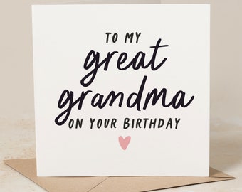 Great Grandma Birthday Card, Great Granny Birthday Card, Great Grandma Card, To My Great Grandma On Your Birthday, Card For Great Grandma