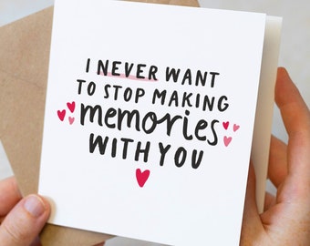 Tarjeta sentimental de San Valentín para pareja, novio, novia, tarjeta de aniversario romántica para él, para ella, haciendo recuerdos con su tarjeta