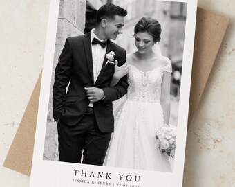 Cartes de remerciement de mariage élégantes avec photo personnalisée, cartes de remerciement pliées avec photo personnalisée, cartes de remerciement, cartes de mariage