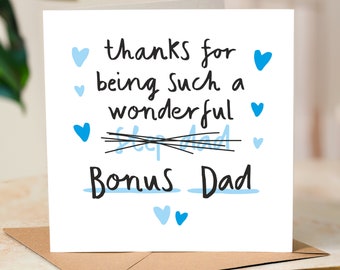 Funny Step Dad Birthday Card, Step Dad Father's Day Card For Him, Thanks For Being Such a Wonderful Bonus Dad, Bonus Dad Card, Dad Card