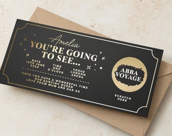 Birthday Scratch to Reveal Ticket, Custom Gold Foil Scratch Gift Voucher, Scratch Reveal Ticket, Special Birthday Surprise Scratch Card