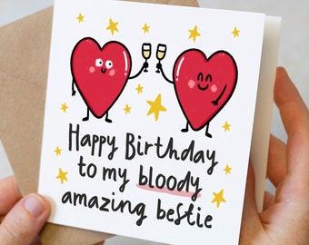 Happy Birthday Bestie Card, Bestie Birthday Card, Best Friend Birthday Card, Friendship Card, Best Friend Birthday Gift For Her, For Him