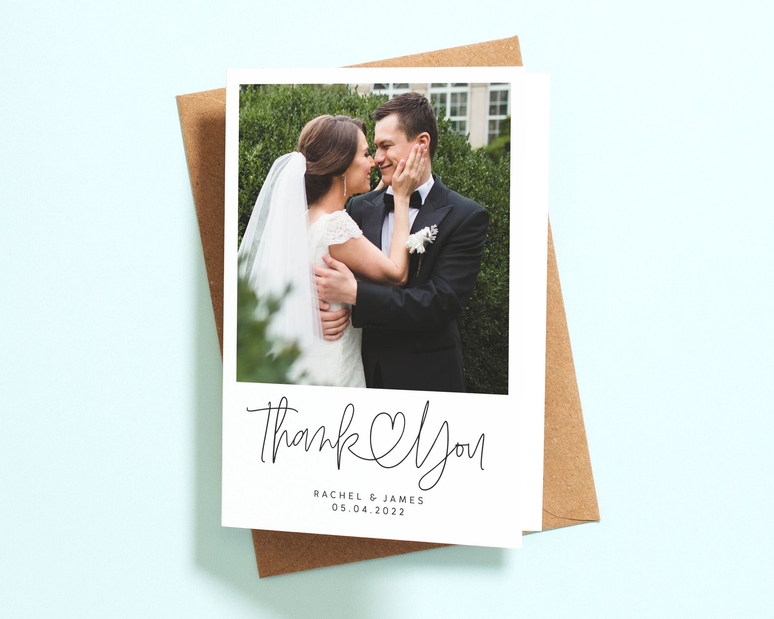 Folded Thank You Cards Wedding Thank You Card With Photo | Etsy UK