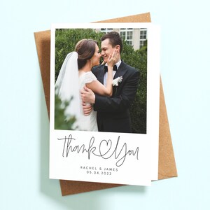 Folded Thank You Cards Wedding Thank You Card With Photo - Etsy UK