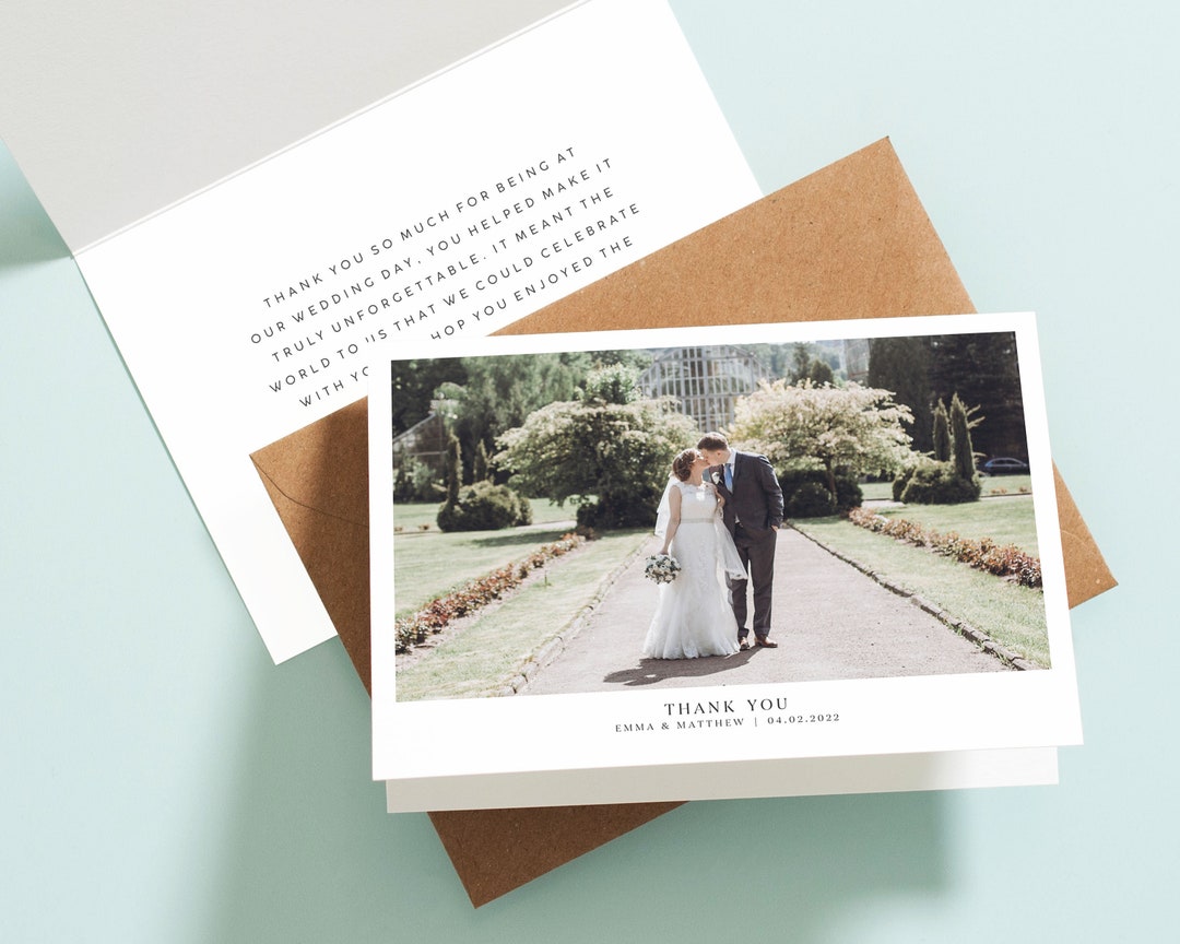 Wedding Thank You Cards With Photo Folded Thank You Wedding - Etsy Canada