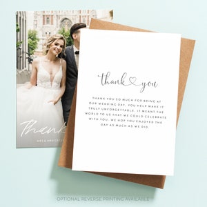 Double Sided Wedding Thank You Card With Photo Personalised - Etsy ...