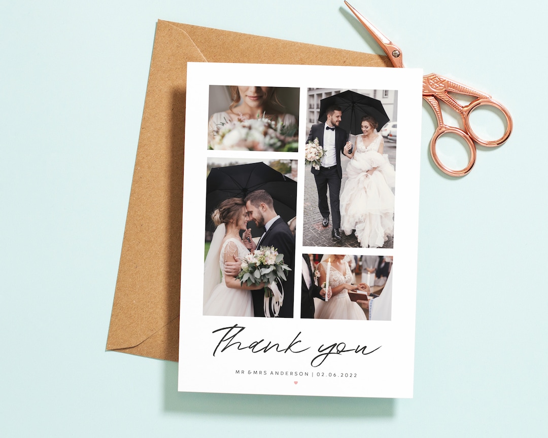 Wedding Thank You Card With Photo Personalised Wedding Thank - Etsy UK