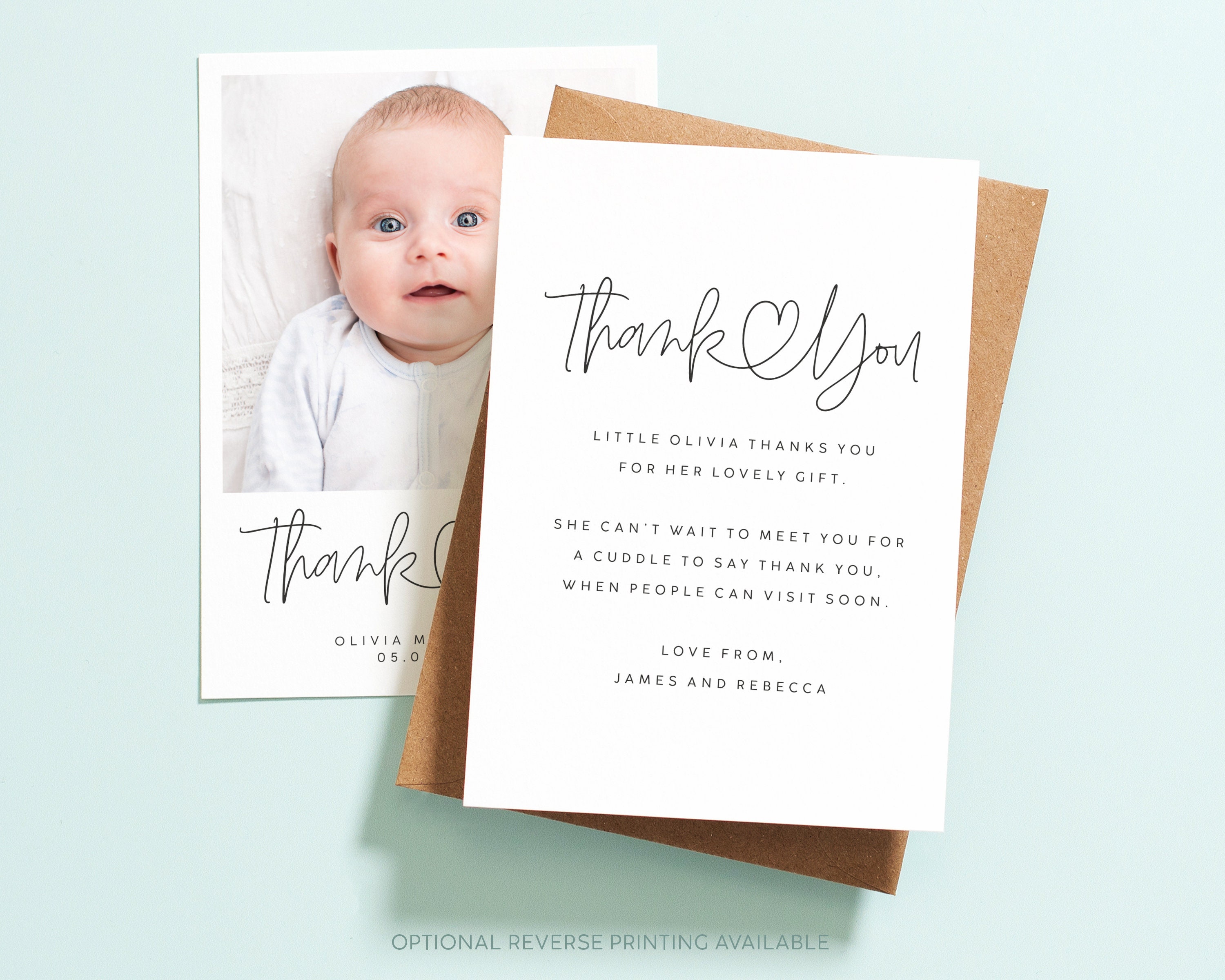 Birthday Thank You Card Personalised New Baby Thank You Card Etsy
