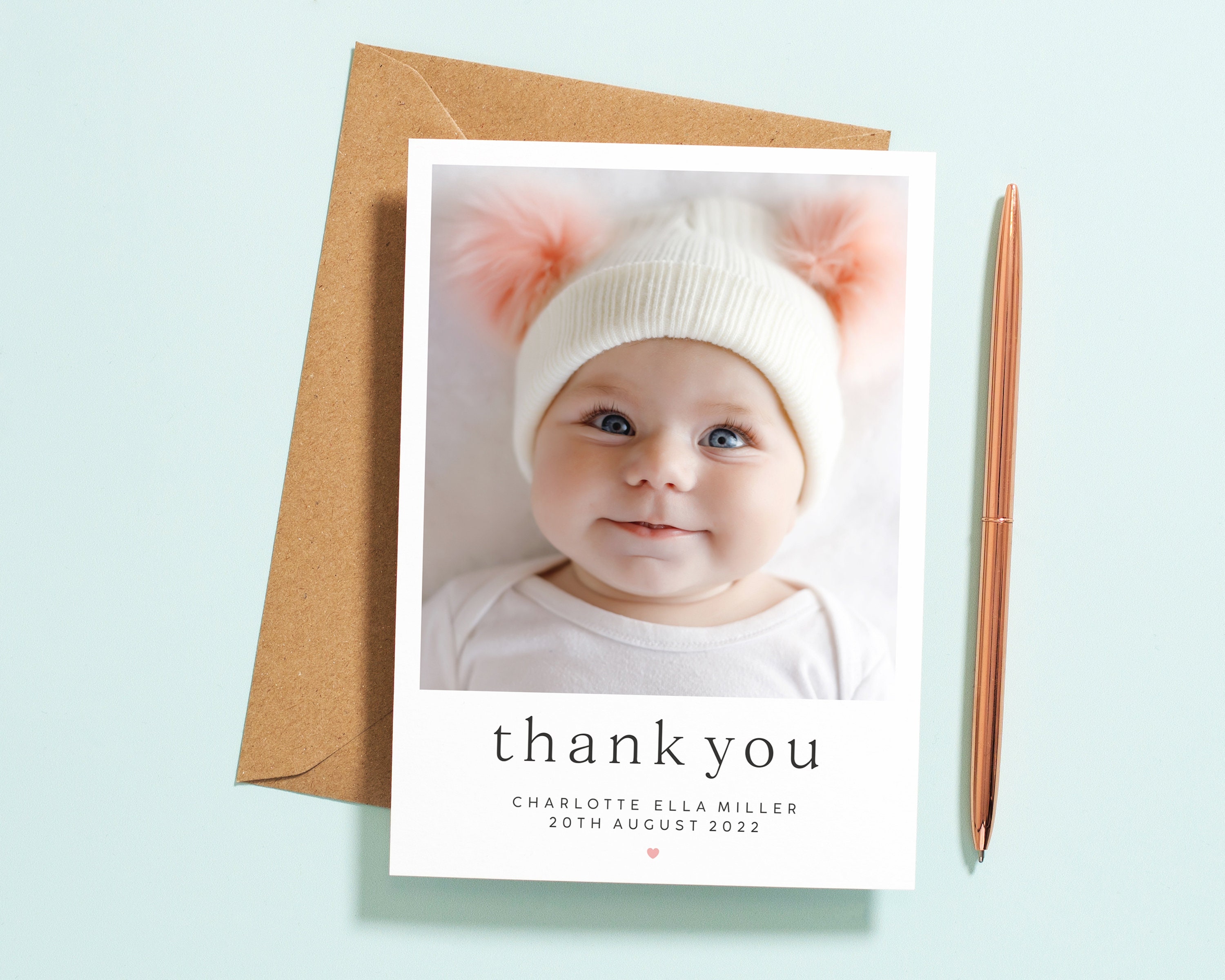 Birth Announcement Thank You Baby Announcement Card Baby Etsy