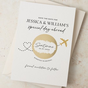 Destination Wedding Save the Date Cards with Envelopes, Passport Wedding Invitation, Scratch Card Boarding Pass Save the Date Cards, Travel