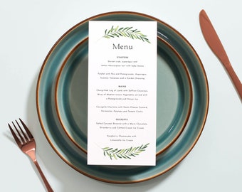 Wedding Menu Cards, Greenery Table Menu, Rustic Menu Cards, Wreath Personalised Wedding Breakfast Menu Cards, Menu Cards for Wedding #118