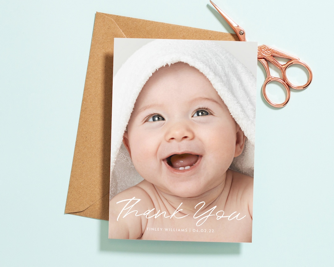 Simple Double Sided Baby Thank You Cards With Envelopes Etsy