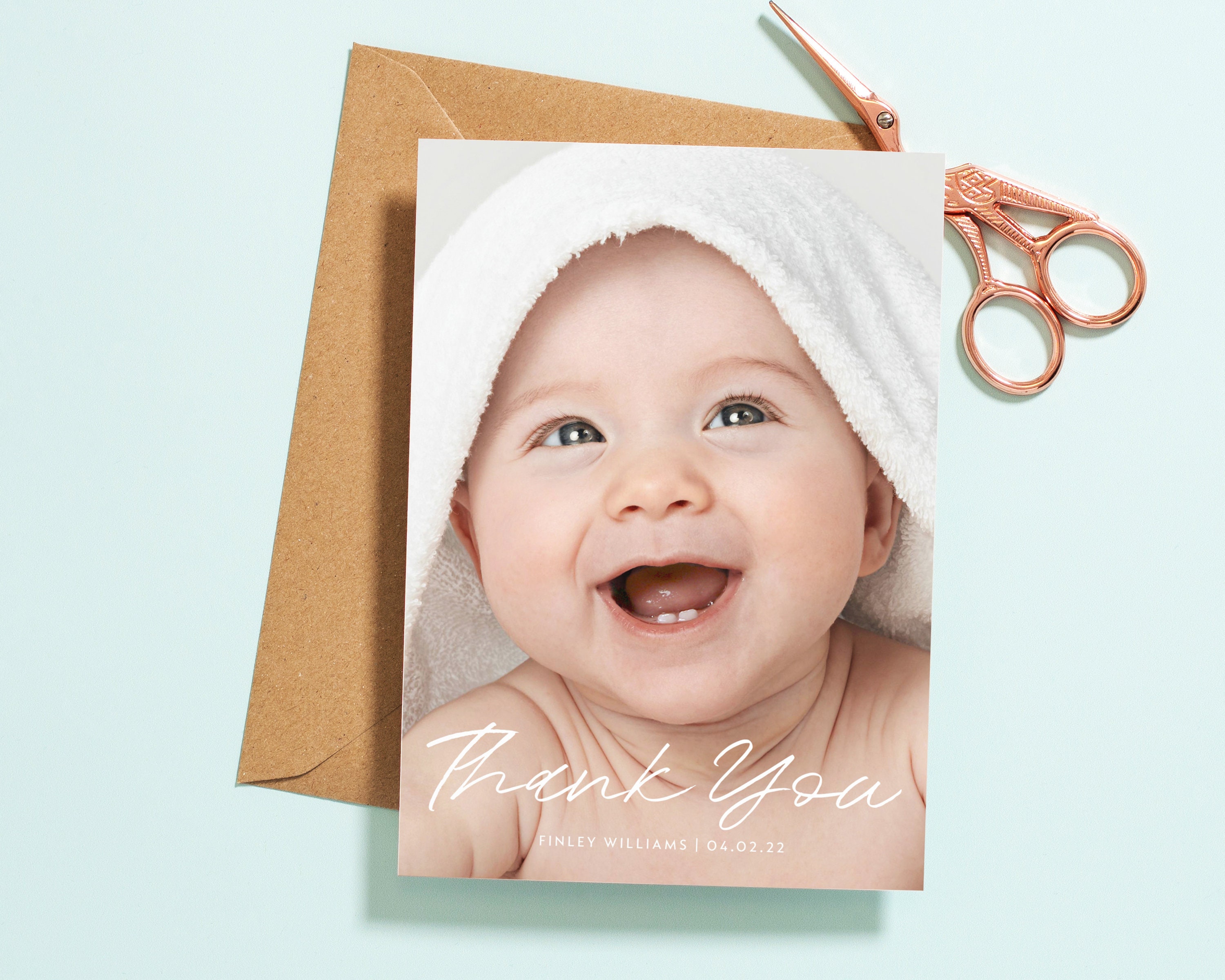 Simple Double Sided Baby Thank You Cards With Envelopes Etsy