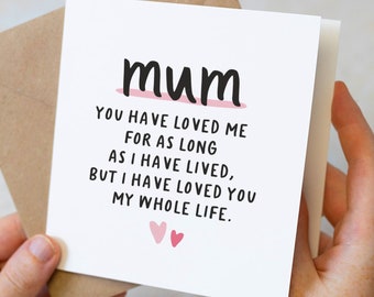 Poem Mothers Day Card For Mum, Cute Mothers Day Card For Mum, Mum Birthday Card, Mothers Day Gift From Daughter, Mother's Day Card From Son
