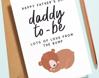 First Father's Day Card From The Bump For Daddy To Be, 1st Fathers Day Card For Daddy To Be, Card From The Bump, Bear Dad To Be F042