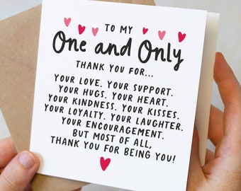 One and Only Anniversary Card, Romantic Birthday Card For Partner, For Boyfriend, For Husband, Thoughtful Anniversary Card For Him