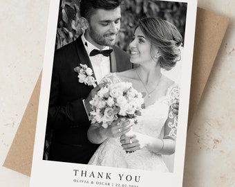 Cartes de remerciement pour mariage avec photo personnalisées, cartes de remerciement photo pliées personnalisées avec enveloppes, cartes de remerciement de luxe avec photo