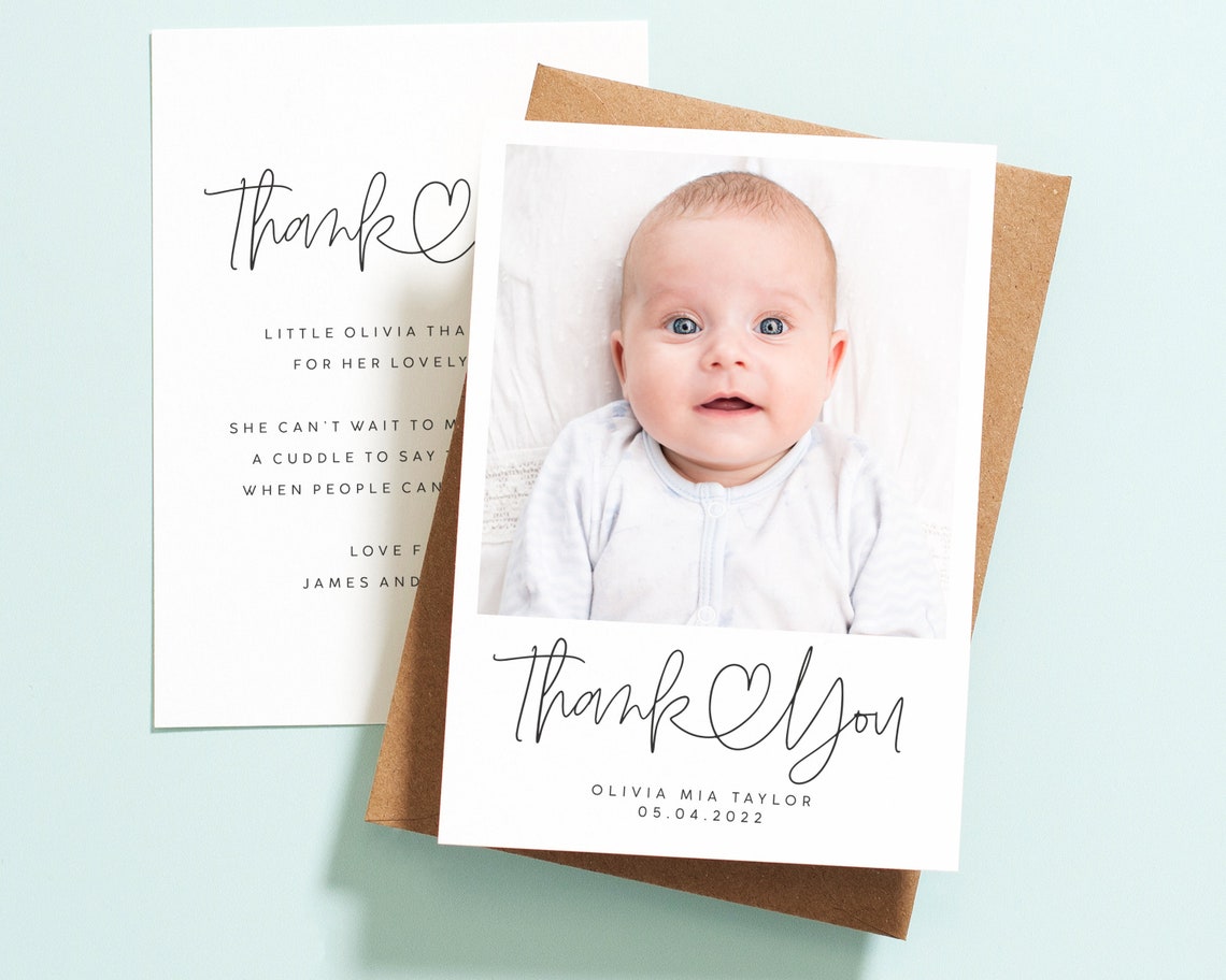 Birth Announcement Thank You Baby Announcement Card Baby Etsy UK