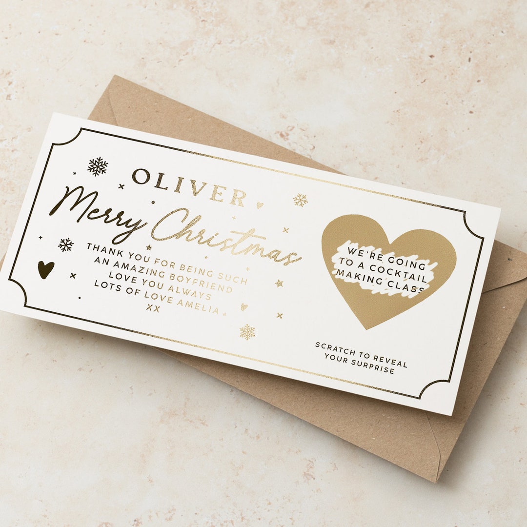 Christmas Gold Foil Scratch Ticket Personalised Scratch Etsy
