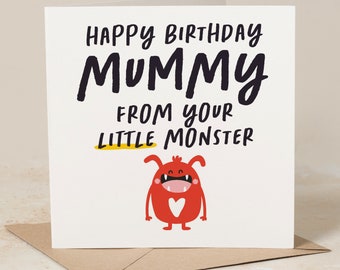 Carte d'anniversaire de maman, premier anniversaire en tant que carte de maman, carte d'anniversaire de maman du petit monstre, carte d'anniversaire de bébé, joyeux anniversaire de maman