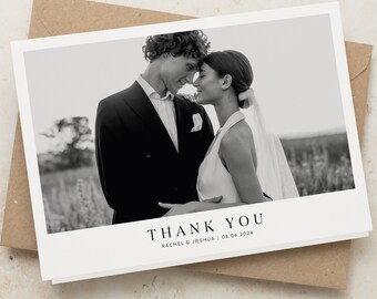 Thank You Cards, Wedding Thank You Cards, Folded Photo Thank You Card, Simple Wedding Thank You Cards, Wedding Thank You Card With Envelopes