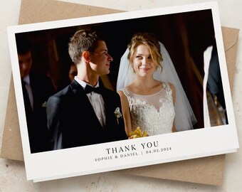 Wedding Thank You Cards with Photo, Folded Thank You Wedding Card, Thank You Wedding Card, Personalised Thank You Card with Custom Picture