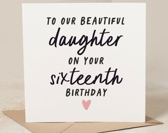 16th Birthday Card Daughter, Personalised 16th Birthday Card, 16th Birthday Gift Girl  For Daughter, Sixteenth Birthday Card For Her