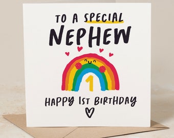 Nephew First Birthday Card, To A Special Nephew Card, Happy 1st Birthday Card, 1st Birthday Card For Nephew, Nephew First Birthday Gift