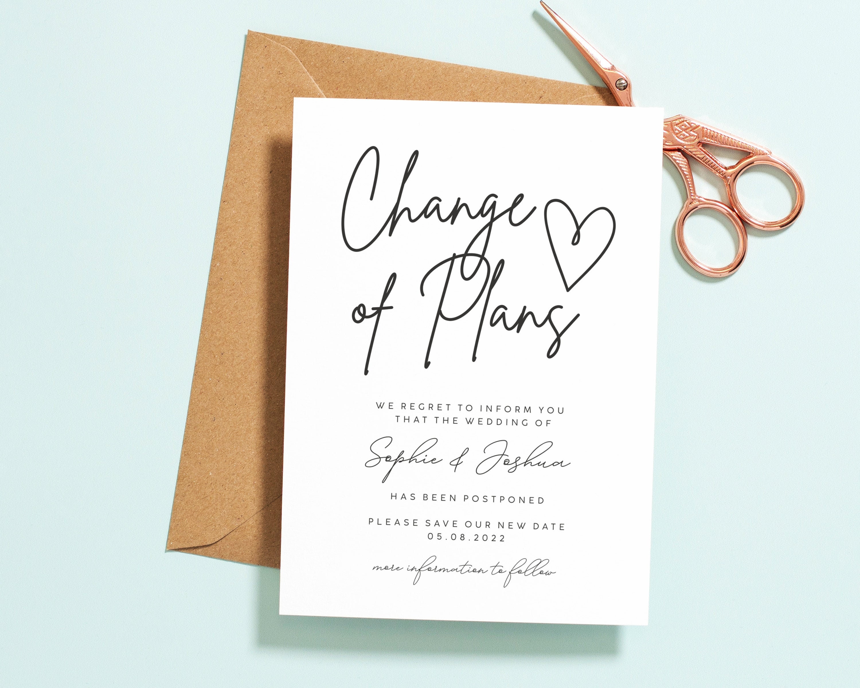 Postponed Wedding Cards Change of Date Cards Wedding Date Change