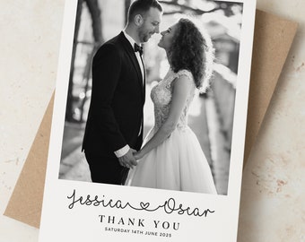 Cartes de remerciement de mariage, cartes de remerciement de mariage photo simples avec enveloppes, cartes de remerciement de mariage minimalistes avec photo personnalisée