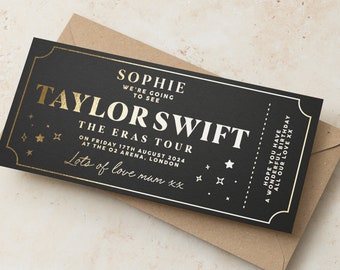 Personalised Birthday Event Ticket, Custom Birthday Gift Voucher, Gold Foil Event Ticket, Fake Personalised Ticket, Concert Ticket Keepsake