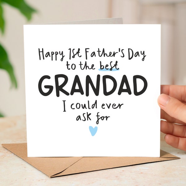 Cute 1st Father's Day As My Grandad Card, First Fathers Day Card For Grandad, Baby First Fathers Day Card, First Fathers Day Gift For Him