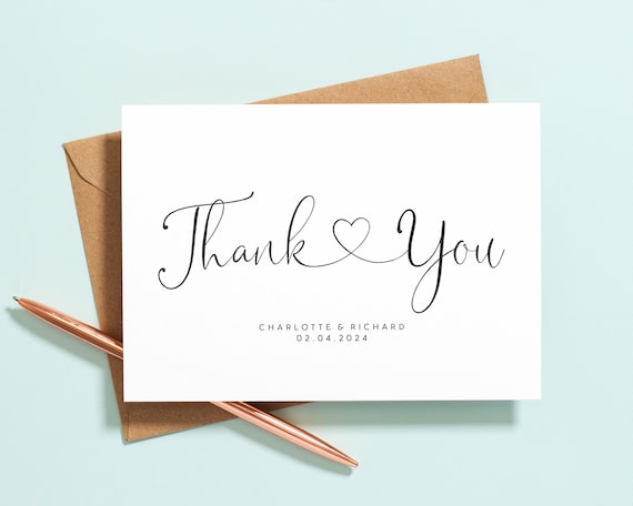 Personalised Wedding Thank You Cards Plain Photo x12 A6 Blank Inside 