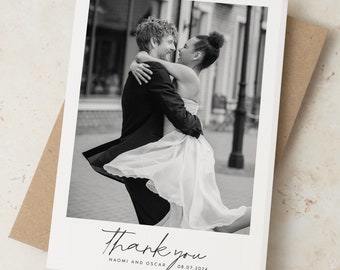 Personalised Wedding Thank You Cards, Simple Photo Thank You Wedding Cards, Printed Wedding Thank You Cards with Photo, Thank You Card