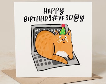 Tarjeta de cumpleaños del gato, tarjeta de cumpleaños divertida del gato, novio, novia, mejor amigo, marido, esposa, amantes de los gatos, tarjeta de gato divertida