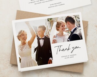 Thank You Cards, Wedding Thank You Cards with Photos, Folded Photo Thank You Card, Simple Wedding Thank You Cards, Wedding Thank You Card