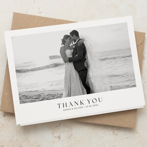 Photo Thank You Wedding Cards, Simple Thank You Wedding Cards, Wedding Thank You Cards With Photo, Personalised Folded Thank You