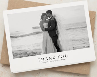 Fotobedankkaartjes voor het huwelijk, eenvoudige bedankkaartjes voor het huwelijk, bedankkaartjes voor het huwelijk met foto, gepersonaliseerd gevouwen bedankje