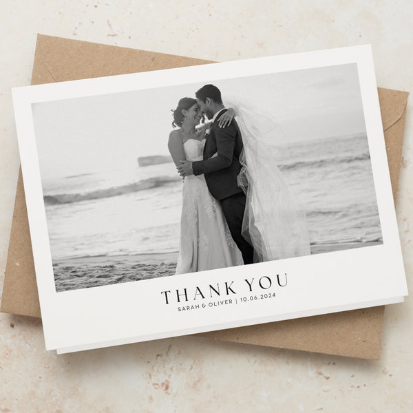 Fotobedankkaartjes voor het huwelijk, eenvoudige bedankkaartjes voor het huwelijk, bedankkaartjes voor het huwelijk met foto, gepersonaliseerd gevouwen bedankje
