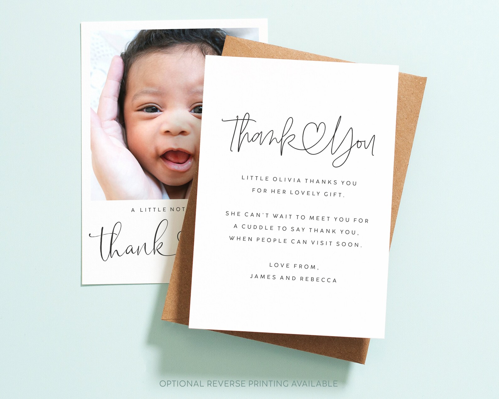 Baby Thank You Cards With Envelopes Personalised With Photos Etsy UK