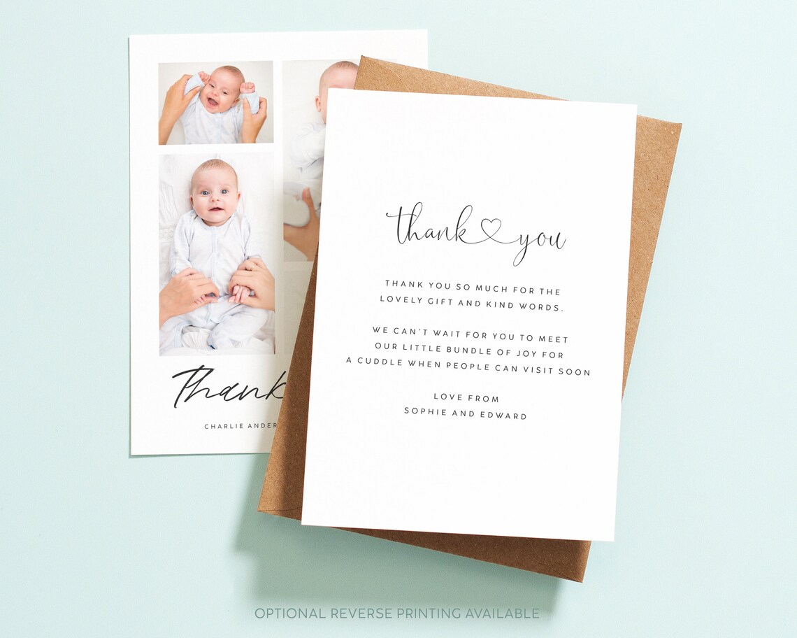 Baby Thank You Cards Baby Thank You Card With Photo - Etsy