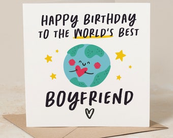 Happy Birthday To The World's Best Boyfriend, Funny Birthday Card For Boyfriend, Amazing Boyfriend Birthday Card, Birthday Card For Him