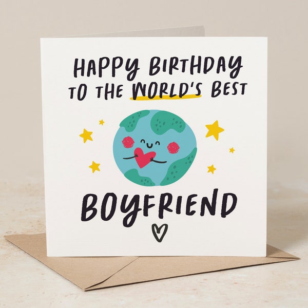 Happy Birthday To The World's Best Boyfriend, Funny Birthday Card For Boyfriend, Amazing Boyfriend Birthday Card, Birthday Card For Him