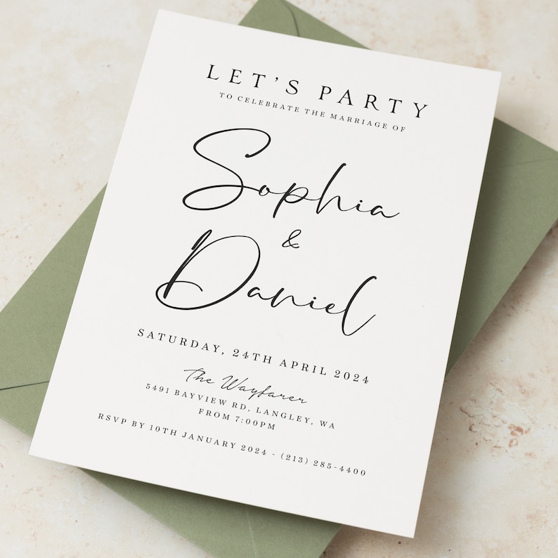 Wedding Evening Invitations Personalised Celebration Evening Etsy UK