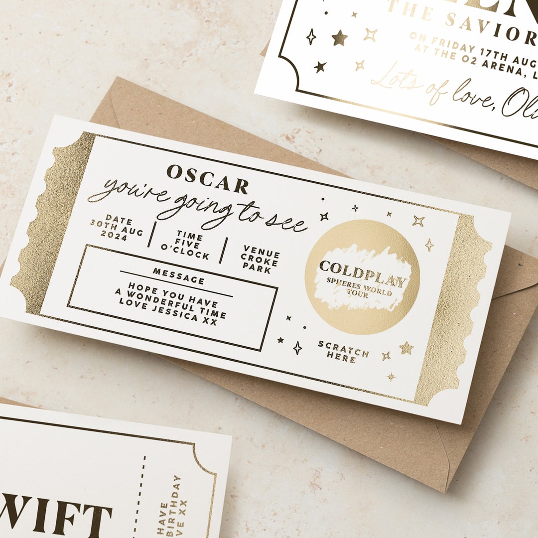 Personalised Gold Foil Scratch Gift Voucher, Gold Foil Scratch Ticket