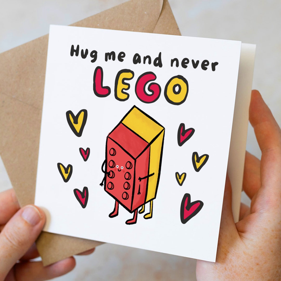 Funny Valenitines Card, Hug Me and Never Lego Anniversary Card, Valentines Day Card, Funny