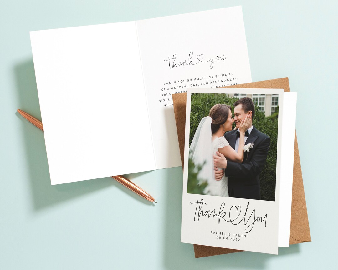 Folded Thank You Cards Wedding Thank You Card With Photo - Etsy UK