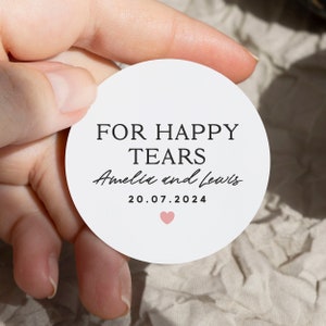 For Your Happy Tears Sticker, Personalised Wedding Favour Stickers, Wedding Tissue Labels, Custom Happy Tears Wedding Tissues Stickers