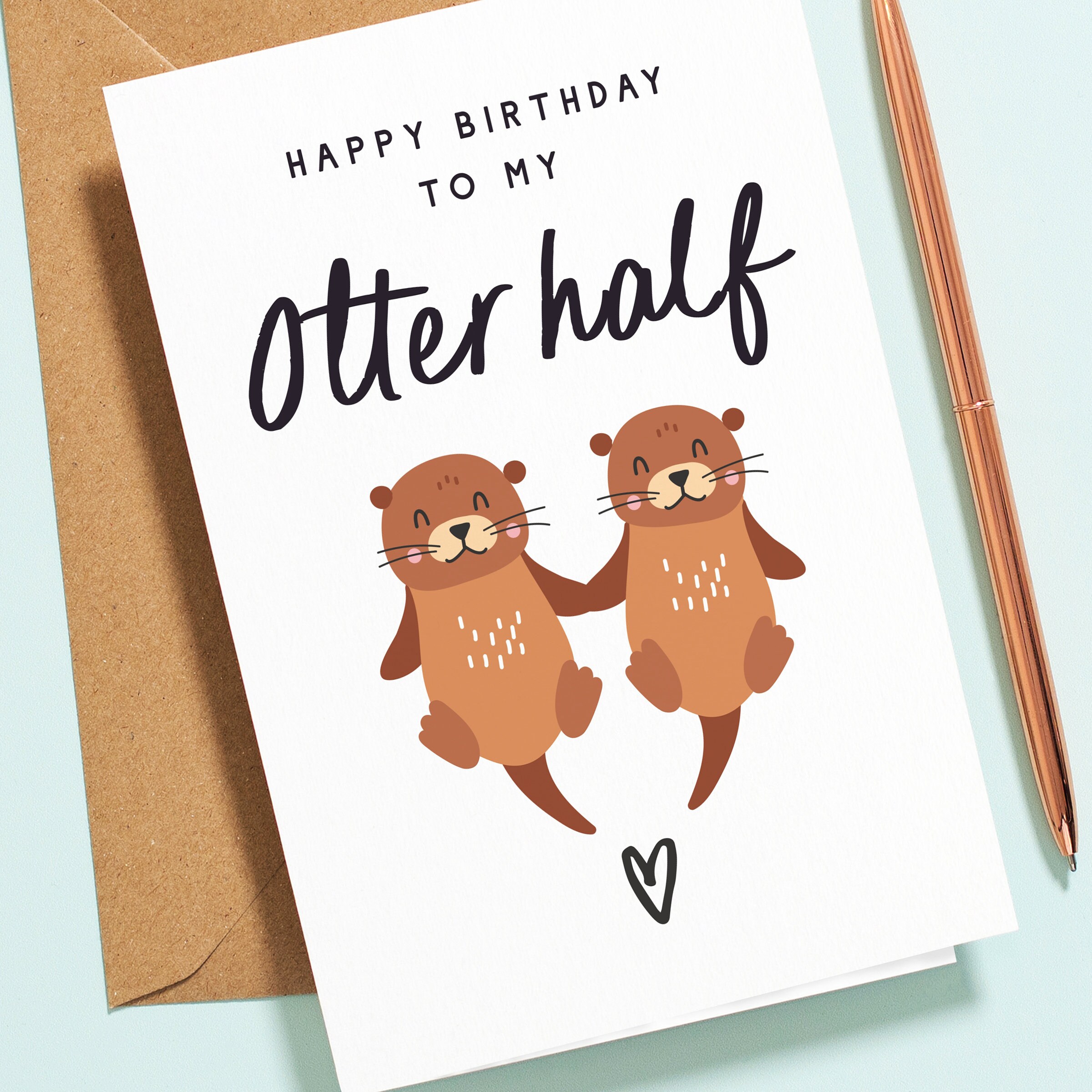 ADORABLE Otter Half Anniversary Card Love Valentine's Day Thinking Of You ADORABLE Otter Half Anniversary Card Love Valentine's Day Thinking Of You