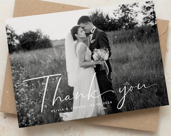 Photo Thank You Cards, Postcard Wedding Thank You Card With Envelopes, Simple Wedding Thank You Card, Vintage Thank You Cards, Wedding Card